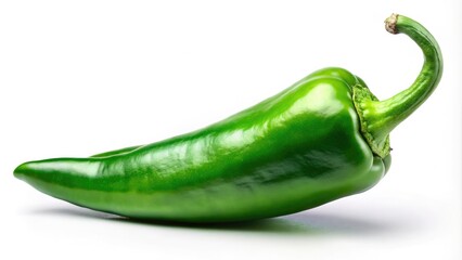Vibrant green chili, surreal style. Isolated on white, showcasing fresh produce's vibrant  hue.