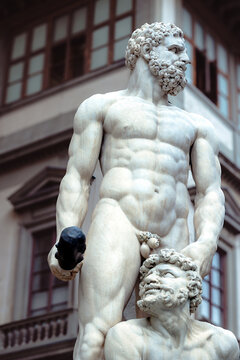 Statue of Hercules and Cacus 1530-1534 sculptor Baccio Bandinelli in the Palazzo Vecchio, Florence, Italy
