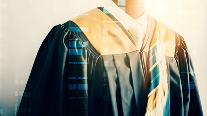 Detailed Vector Illustration of Graduation Gown for Educational Infographics and Formal Attire Concept