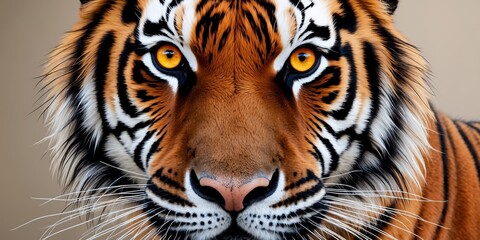 Fototapeta premium Close Up of a Tiger's Face with Fiery Eyes