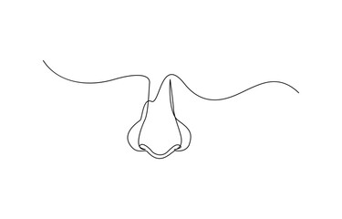 Hand drawn human sense organs vector, Human Nose one line drawing, Hand drawn human sense organs vector, Human Nose one line drawing, Parts of the face nose drawn in one continuous line.