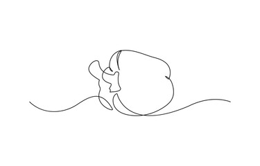 Continuous one line drawing of Sweet pepper bell pepper line art vector sketch illustration design, Continuous one line drawing of paprika vegetable, Paprika single line illustration.