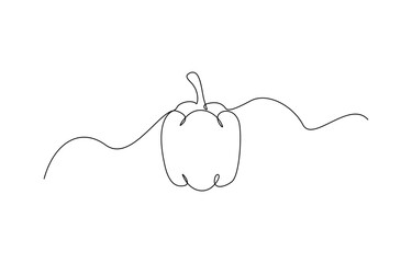 Continuous one line drawing of Sweet pepper bell pepper line art vector sketch illustration design, Continuous one line drawing of paprika vegetable, Paprika single line illustration.
