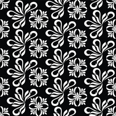 Abstract floral seamless pattern. Black and white. Vector background.