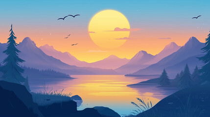 Fototapeta premium Mountains Adorned in Golden Light