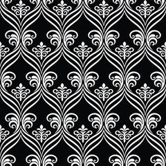 Abstract floral seamless pattern. Black and white. Vector background.