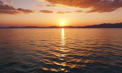 Obraz premium Golden sunset over the Adriatic Sea in Croatia , sky, clouds