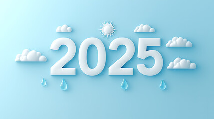 Harmony with Nature in 2025 Design Featuring Sleek White Font and Silhouettes on Sky-Blue Background
