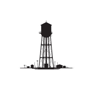 recommend clip art: water storage tower silhouette vector illustration
