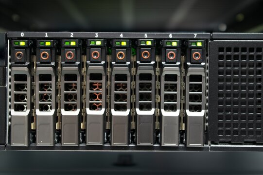 Front Hard Drive Array of a computer server - Powered by Adobe