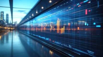 Digital display of data analytics in a modern background