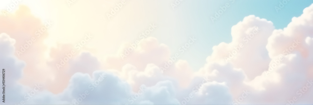Poster Soft white clouds with gentle pastel hues create a serene abstract background for artistic expression and contemplation._00002_