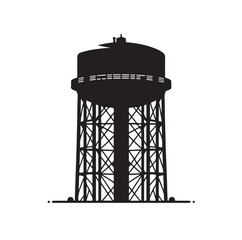 water storage tower silhouette vector illustration