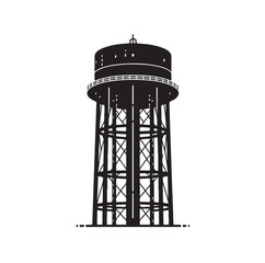 water storage tower silhouette vector illustration