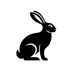 Obraz premium Rabbit silhouette vector, Vector illustration black and white