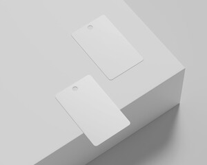 ID card Mockup, Blank Employee ID Badge, White Corporate name Id card, rectangular card, 3d rendered Isolated on Light Background