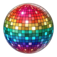 Fototapeta premium Shiny disco ball halftone with sparkling reflections isolated on white background for party and celebration