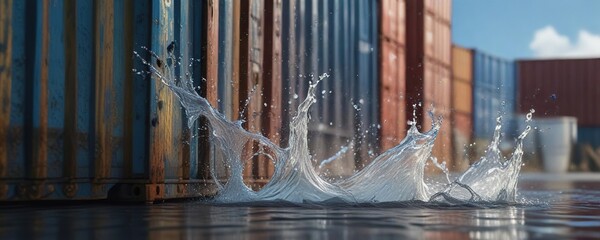Obraz premium Water splashing against the side of a container with ripples forming in the air , splash effect, ripple formation, water textures