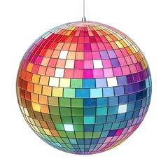 Obraz premium Shiny disco ball halftone with sparkling reflections isolated on white background for party and celebration