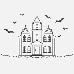 Ghostly Haunted House. vector haunted house on a Isolated object on a white background