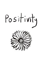 Positivity floral ink drawing ink art printable design affirmation art print for download 