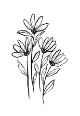 Botanical black and white ink art handmade ink Illustration printable art for download 