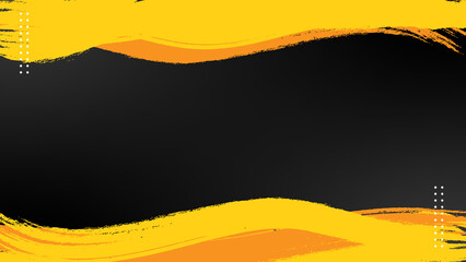 Abstract Black Background with Yellow and Orange Brush Strokes Design