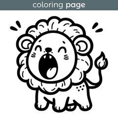 coloring page for kids cute lion roar wild animal jungle vector illustration template design