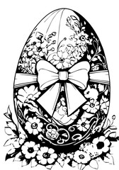 Easter egg coloring book  with flowers
