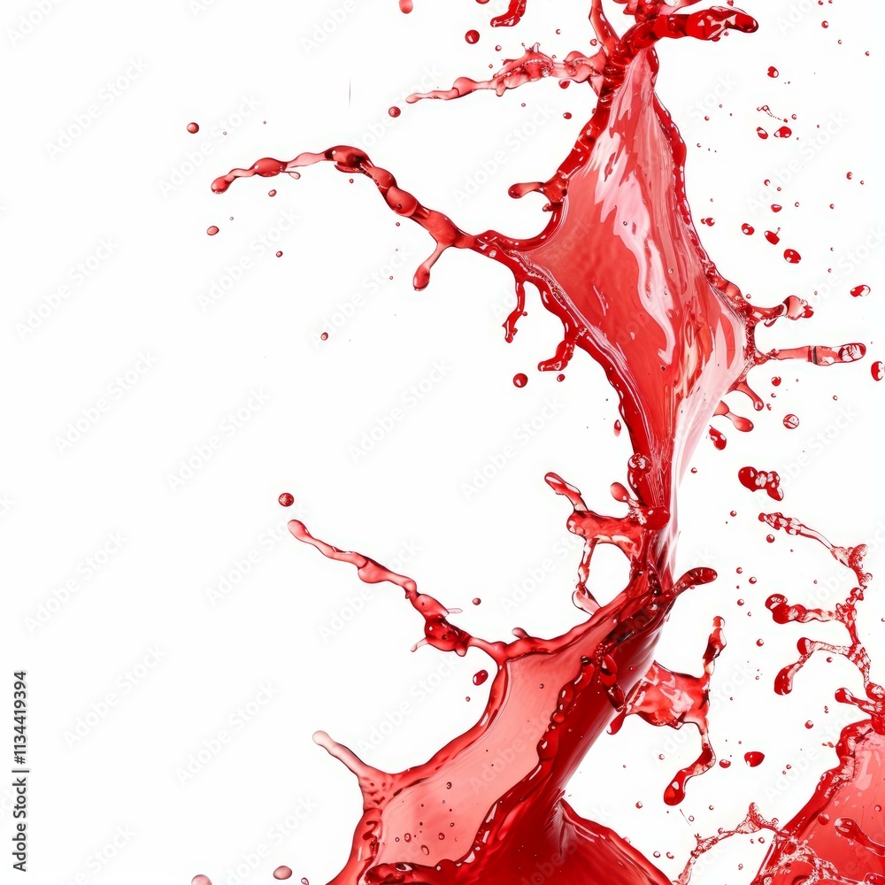 Poster dynamic splash of red liquid, creating an energetic and refreshing visual