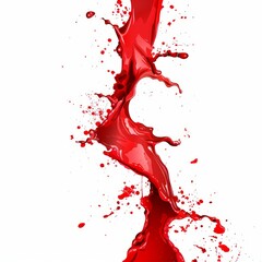 Dynamic stream of vibrant red paint splashing, swirling, and creating an abstract form against a clean white backdrop