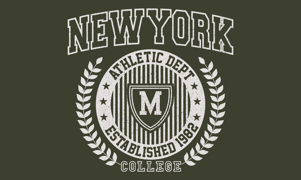 New York Athletic Department College Established in 1982 college slogan vector illustration for t-shirts and other uses.