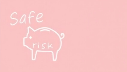 A piggy bank with a safe and risk message written in bold on a soft pink pastel colored background._00001_