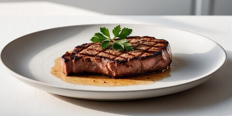 Steaming Grilled Steak Garnished With Parsley