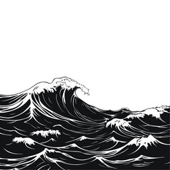 Obraz premium Monochromatic Ocean Waves: A Graphic Illustration