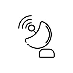 
icon satellite dish capturing radio waves in a simple  style. Ideal for science, technology, and communication designs. isolated white background editable, eps 10.
