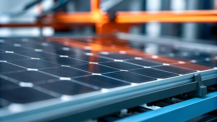 Obraz premium Close-Up Solar Panel Surface Texture Showcasing Renewable Energy and Technological Innovation