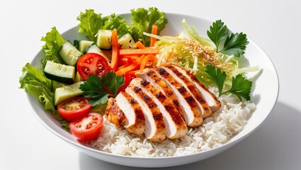 Grilled Chicken and Rice Bowl with Fresh Toppings