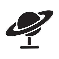 Simple black and white planet icon on a stand