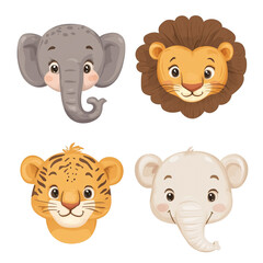 Obraz premium Adorable Baby Animals Collection: Lion, Tiger, and Elephants