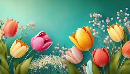 background with tulips and eggs