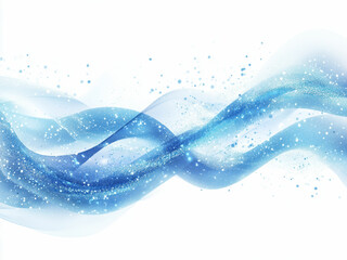 Abstract blue waves with glitter effects on a white background, featuring flowing lines and a clean modern aesthetic.
