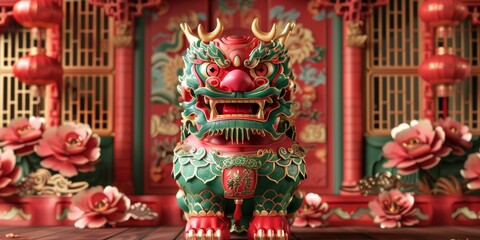 Obraz premium Lion dance to celebrate Lantern Festival