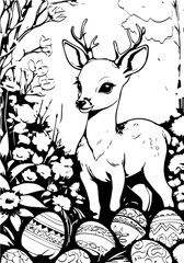 Little deer in the forest at Easter
