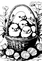 Basket with chickens for Easter
