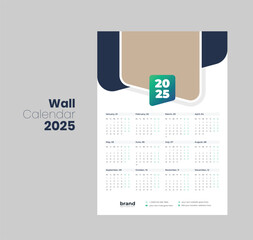 Wall calendar 2025 template design
