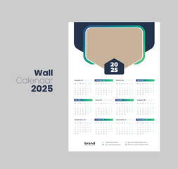 Wall calendar 2025 template design
