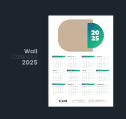 Wall calendar 2025 template design
