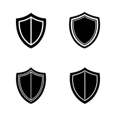 set of flat shield silhouette, black and white silhouette, vector and illustration