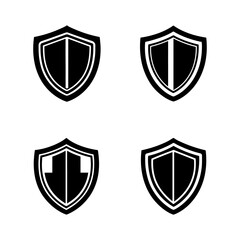 set of flat shield silhouette, black and white silhouette, vector and illustration